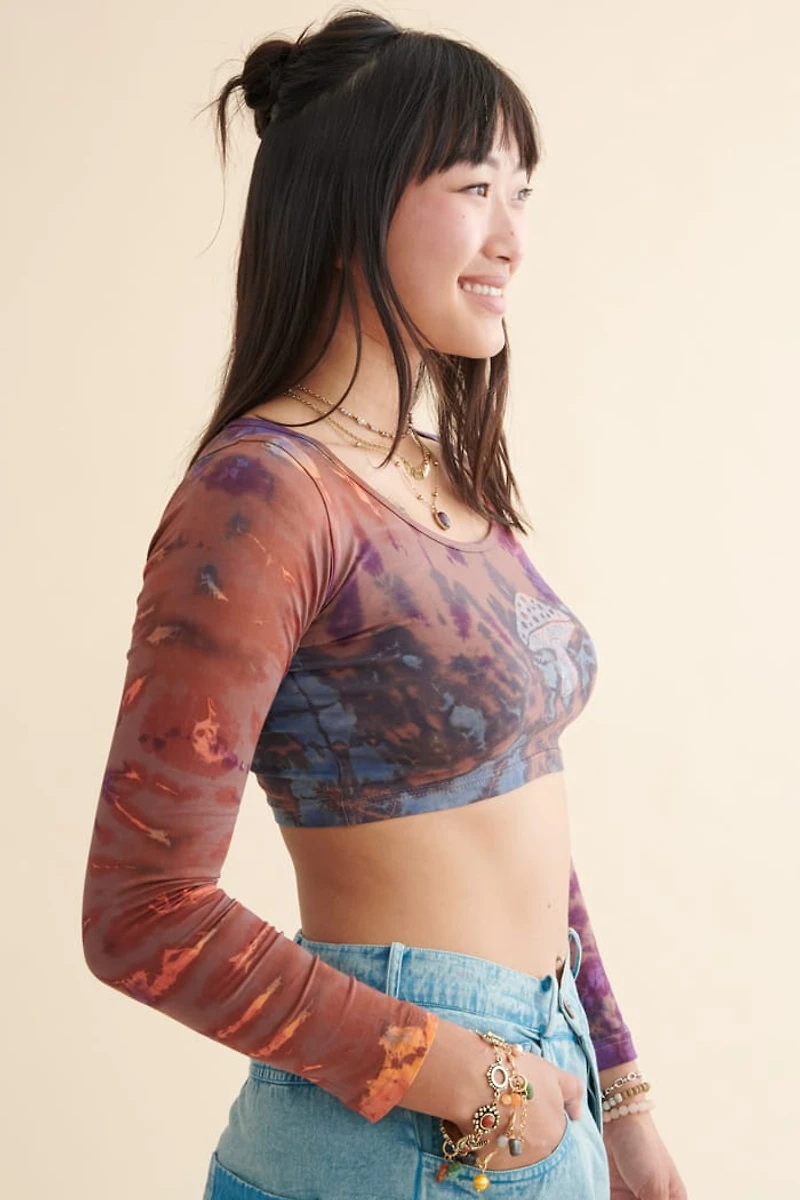 Shroom Tie Dye Cropped Long Sleeve Shirt