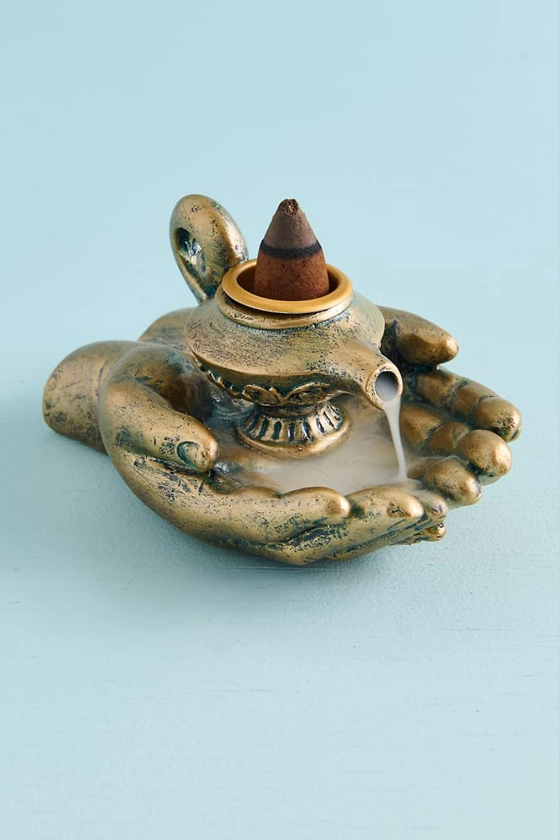 Gold Mystic Hands Backflow Incense Burner