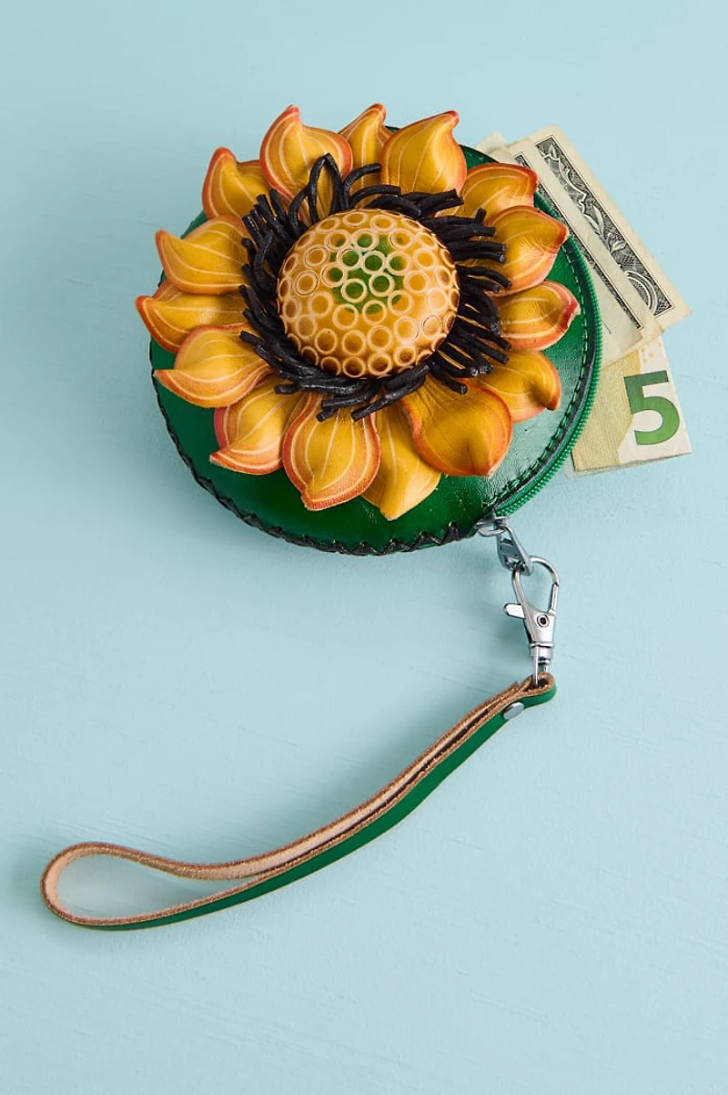 Sunflower Leather Coin Purse