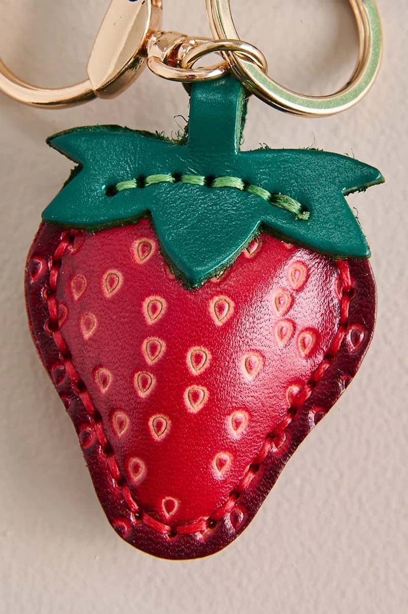 Strawberry Leather Keychain