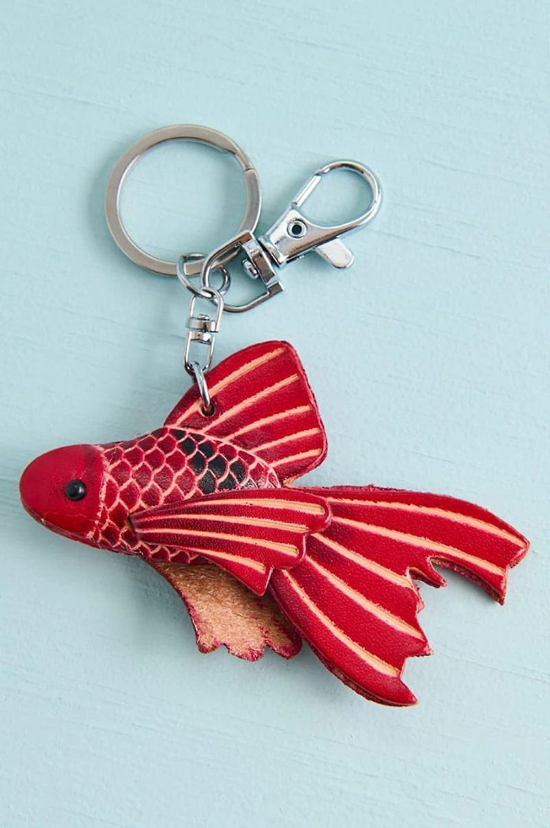Goldfish Leather Keychain