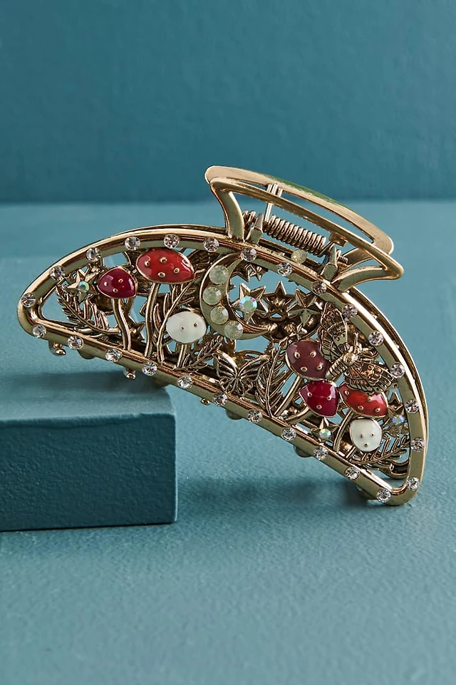 Magic Mushroom Gold Claw Clip