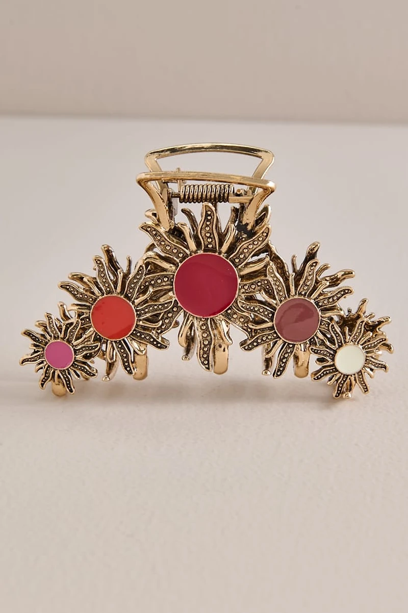 Gold Sunburst Row Claw Clip