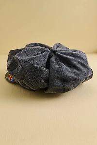 Black Embroidered Y2K Flower Cap
