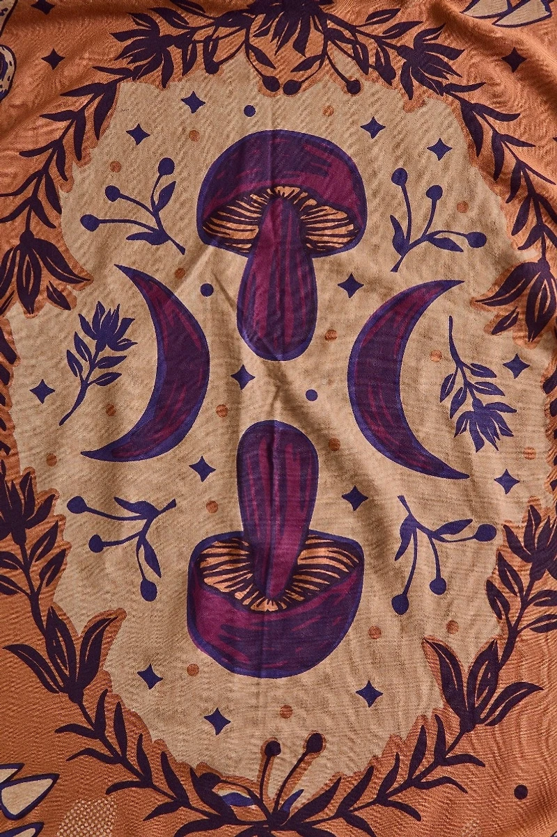 Rust Mushroom Large Boho Bandana