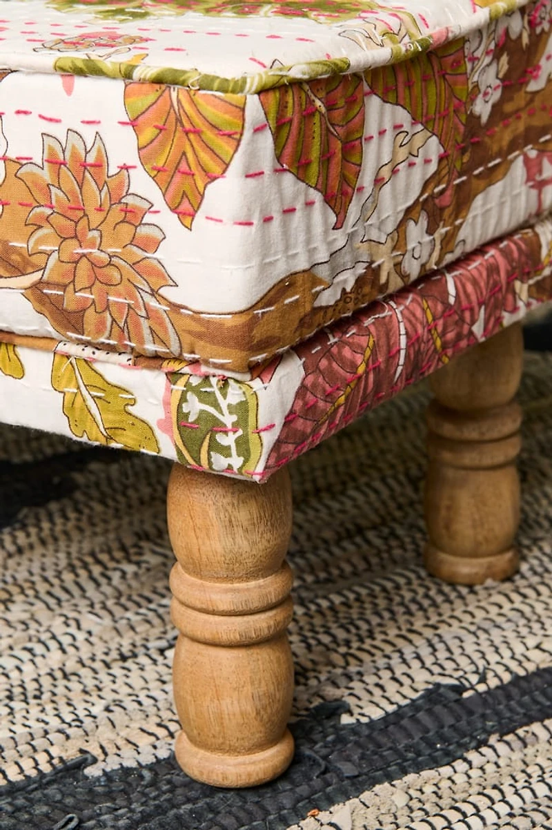 Assorted Rectangle Kantha Wood Stool