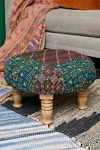 Assorted Round Kantha Wood Stool