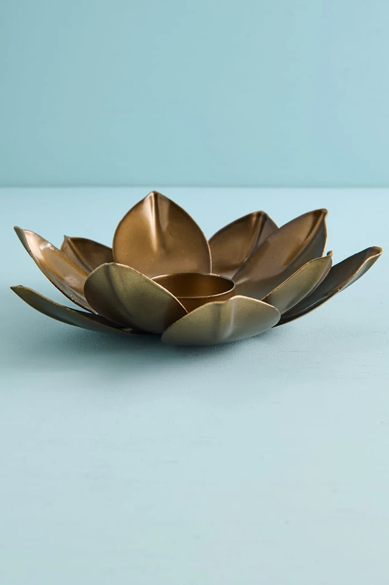 Gold Lotus Metal Tealight Holder