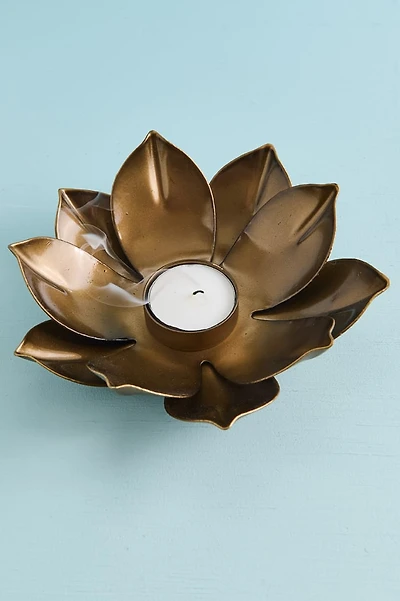Gold Lotus Metal Tealight Holder