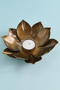 Gold Lotus Metal Tealight Holder