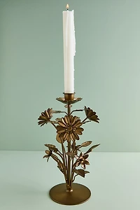 Gold Floral Metal Candle Holder