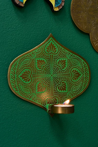 Green Leaf Wall Candle Holder
