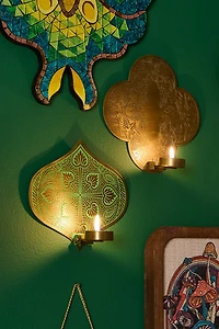 Green Leaf Wall Candle Holder