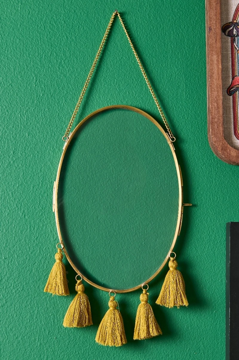 Oval Gold Tassel Open Hanging Photo Frame