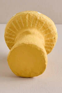 Yellow Mushroom Paper Mache Figurine