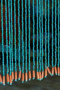 Turquoise Zig Zag Wood Bead Door Curtain