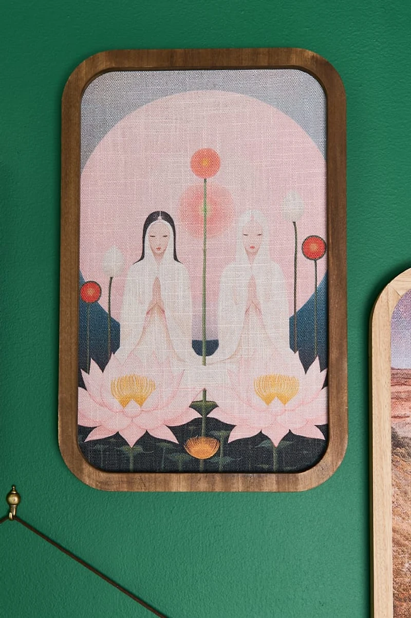 Lotus Prayer Wood Frame Wall Art