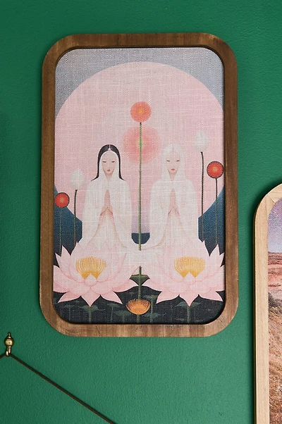 Lotus Prayer Wood Frame Wall Art