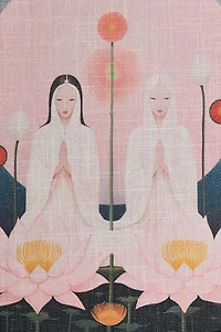 Lotus Prayer Wood Frame Wall Art