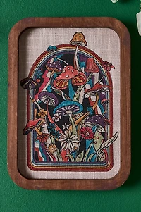 Trippy Mushroom Wood Frame Wall Art