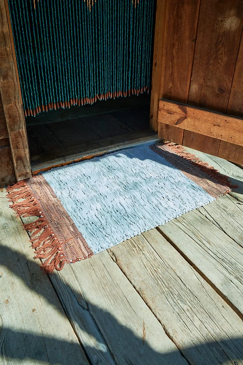 Blue Two Tone Leather Boho Area Rug