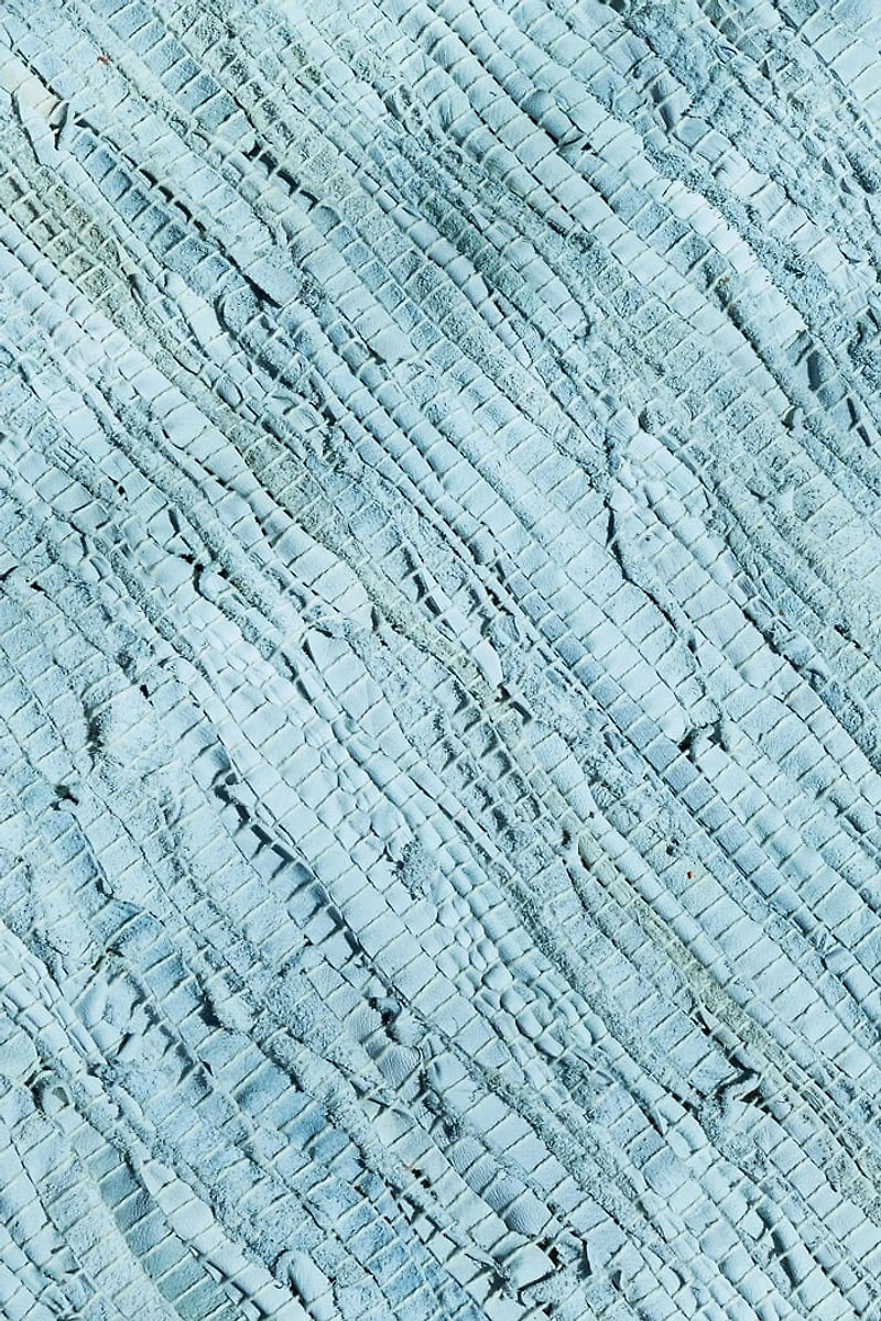 Blue Two Tone Leather Boho Area Rug