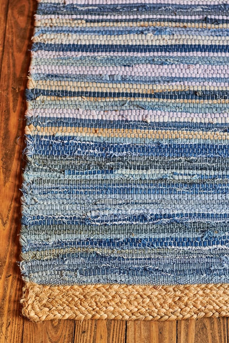 Denim Stripe Jute Boho Area Rug