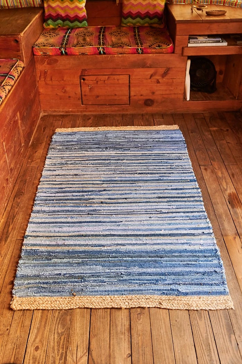 Denim Stripe Jute Boho Area Rug