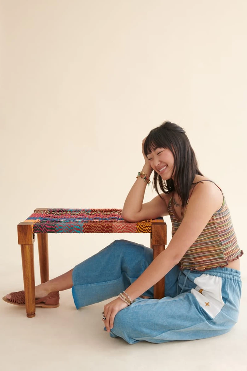 Assorted Chindi Wood Bench