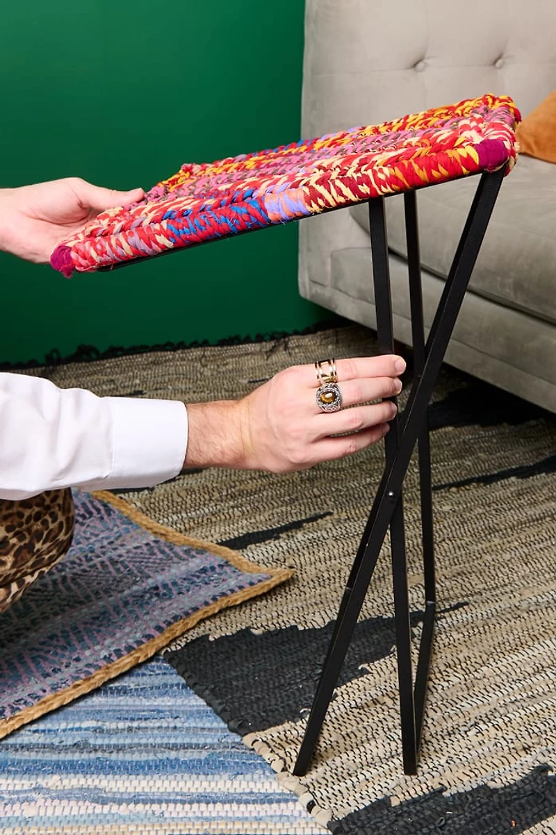 Assorted Chindi Folding Metal Stool