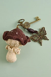 Brown Mushroom Crochet Bag Charm