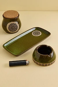Green Mandala Ceramic Stash Jar