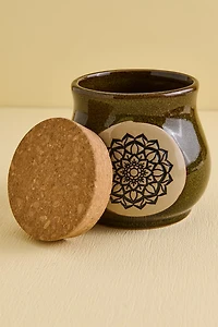 Green Mandala Ceramic Stash Jar