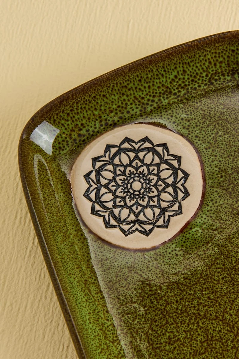 Green Mandala Ceramic Rolling Tray
