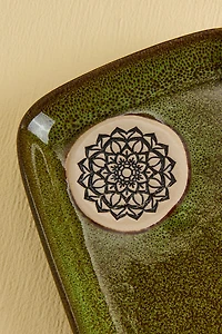 Green Mandala Ceramic Rolling Tray