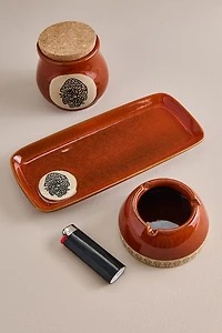 Orange Mushroom Ceramic Stash Jar