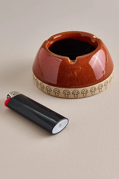 Orange Mushroom Ceramic Ashtray