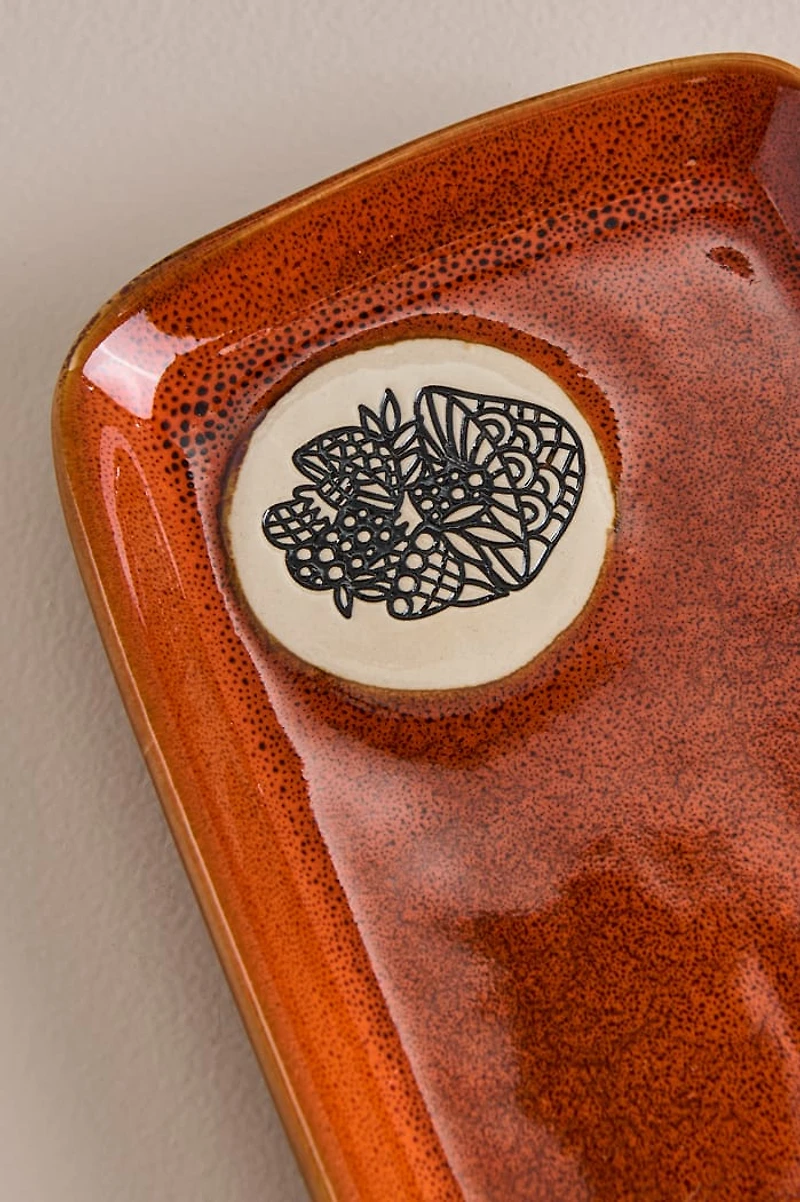 Orange Mushroom Ceramic Rolling Tray
