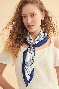 Blue Bee Small Boho Satin Bandana