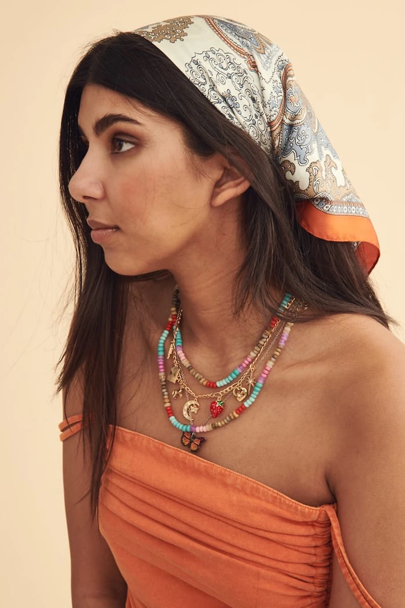 Blue Southwest Medium Boho Satin Bandana