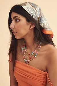 Blue Southwest Medium Boho Satin Bandana