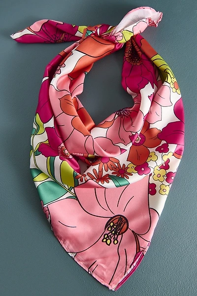 Multicolor Floral Medium Boho Satin Bandana