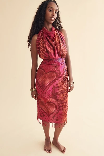 Pink Heart Artisan Tie Dye Wrap Sarong