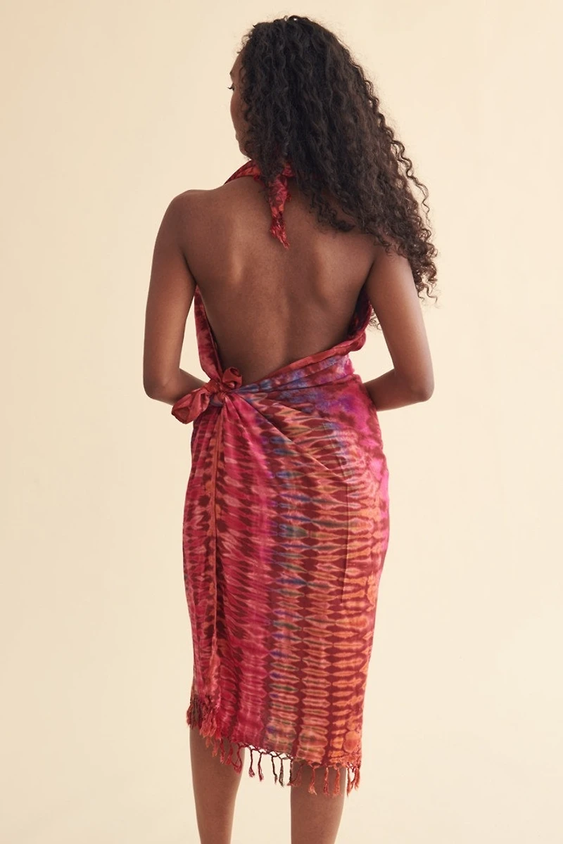 Pink Heart Artisan Tie Dye Wrap Sarong