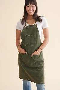 Olive Stone Wash Kitchen Apron.