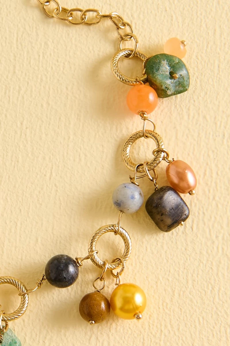 Multi Stone Gold Circle Cluster Bracelet