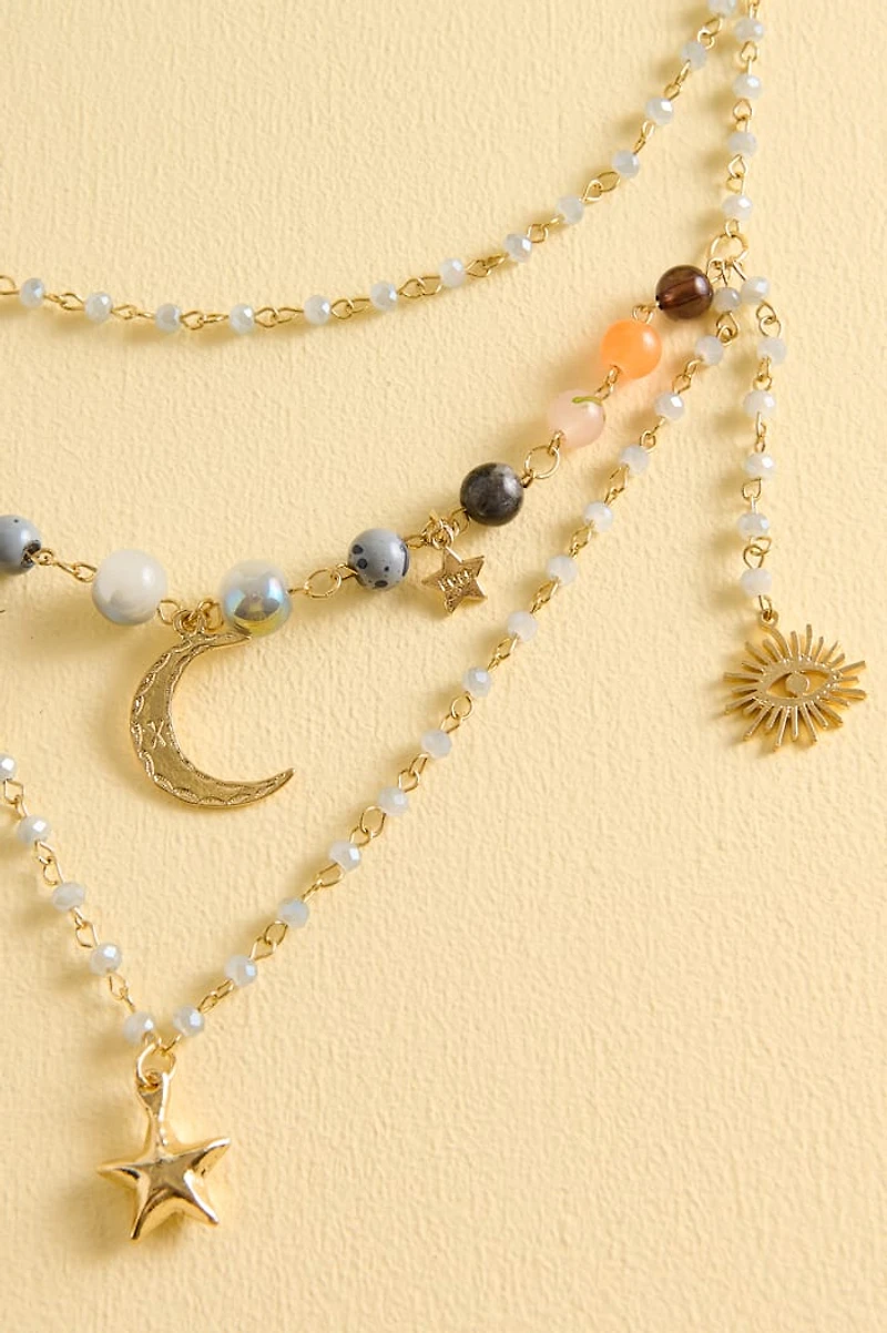 Sodalite Celestial Pendant Layered Necklace