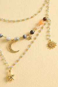 Sodalite Celestial Pendant Layered Necklace