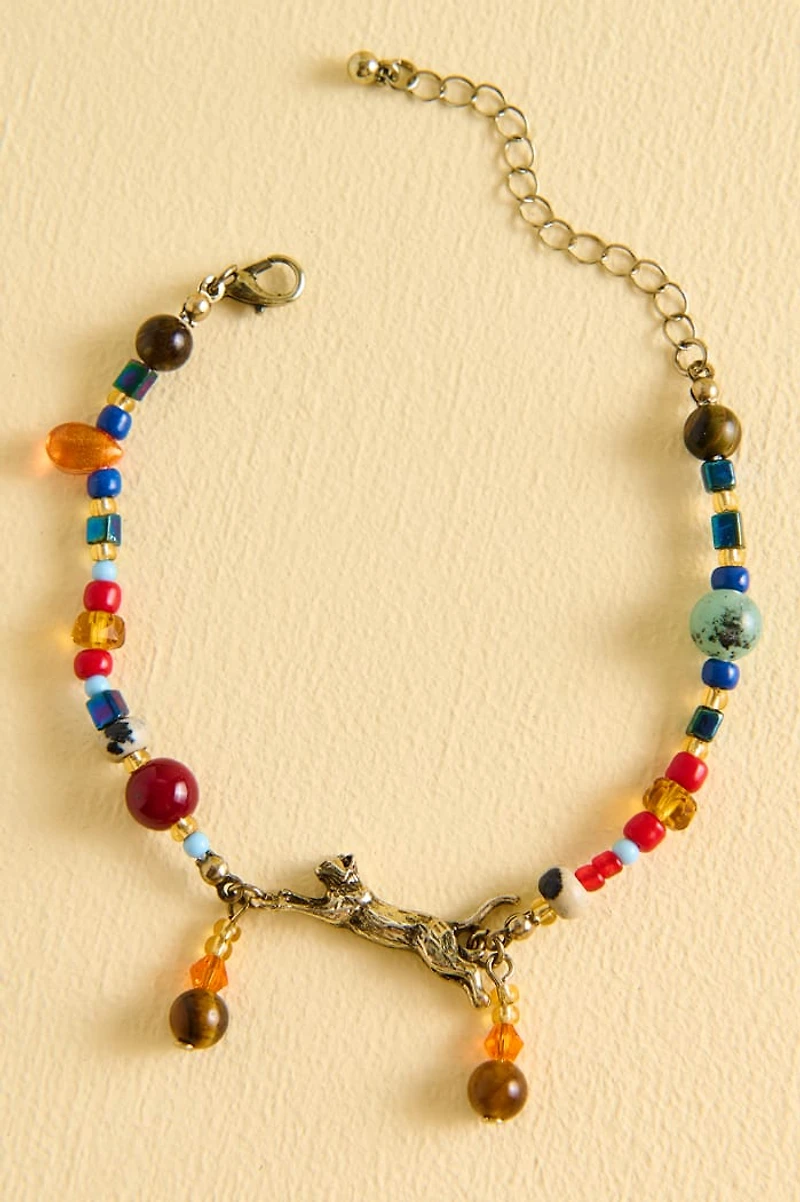 Jasper Jumping Cat Beaded Bracelet