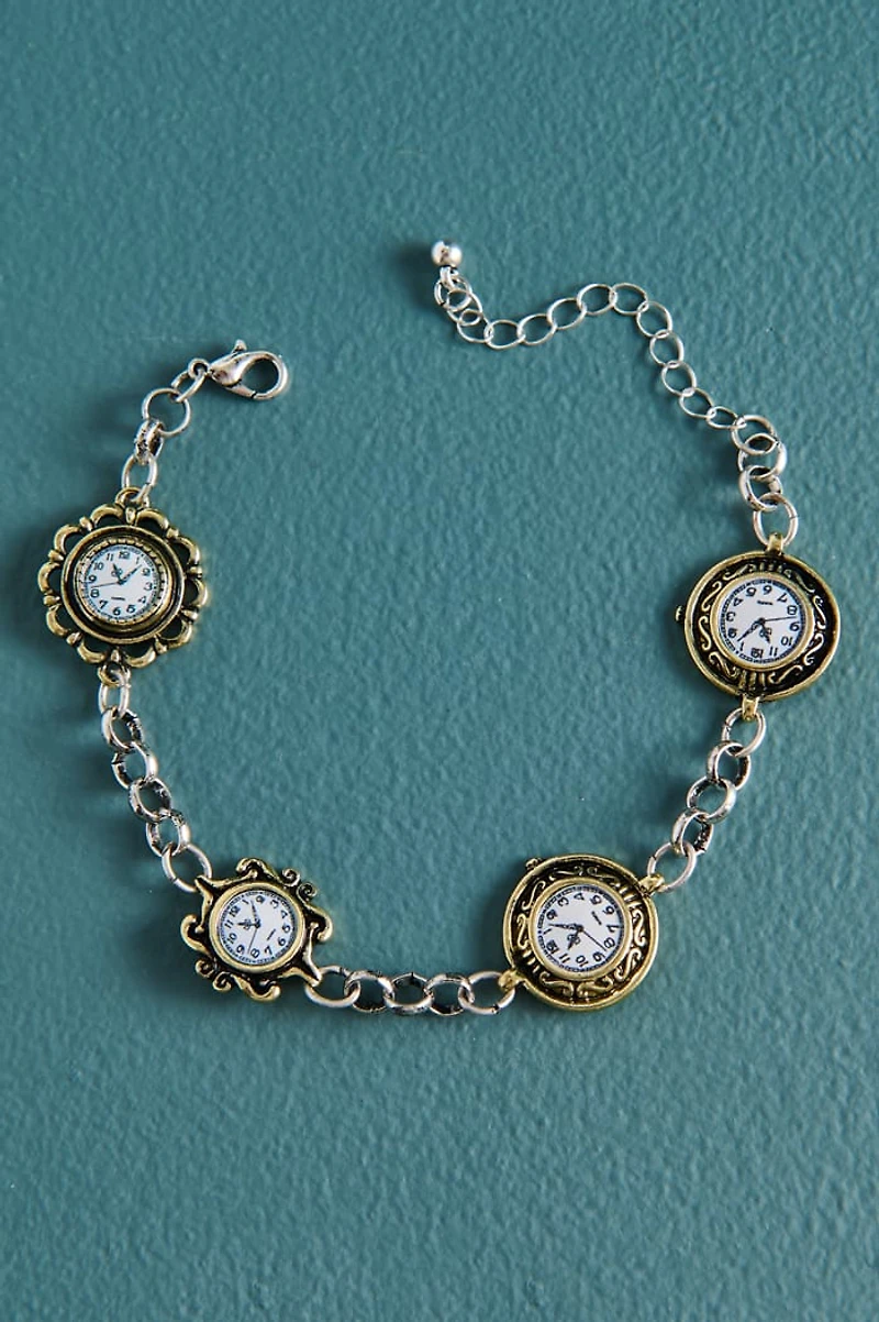 Metal Clock Print Bracelet